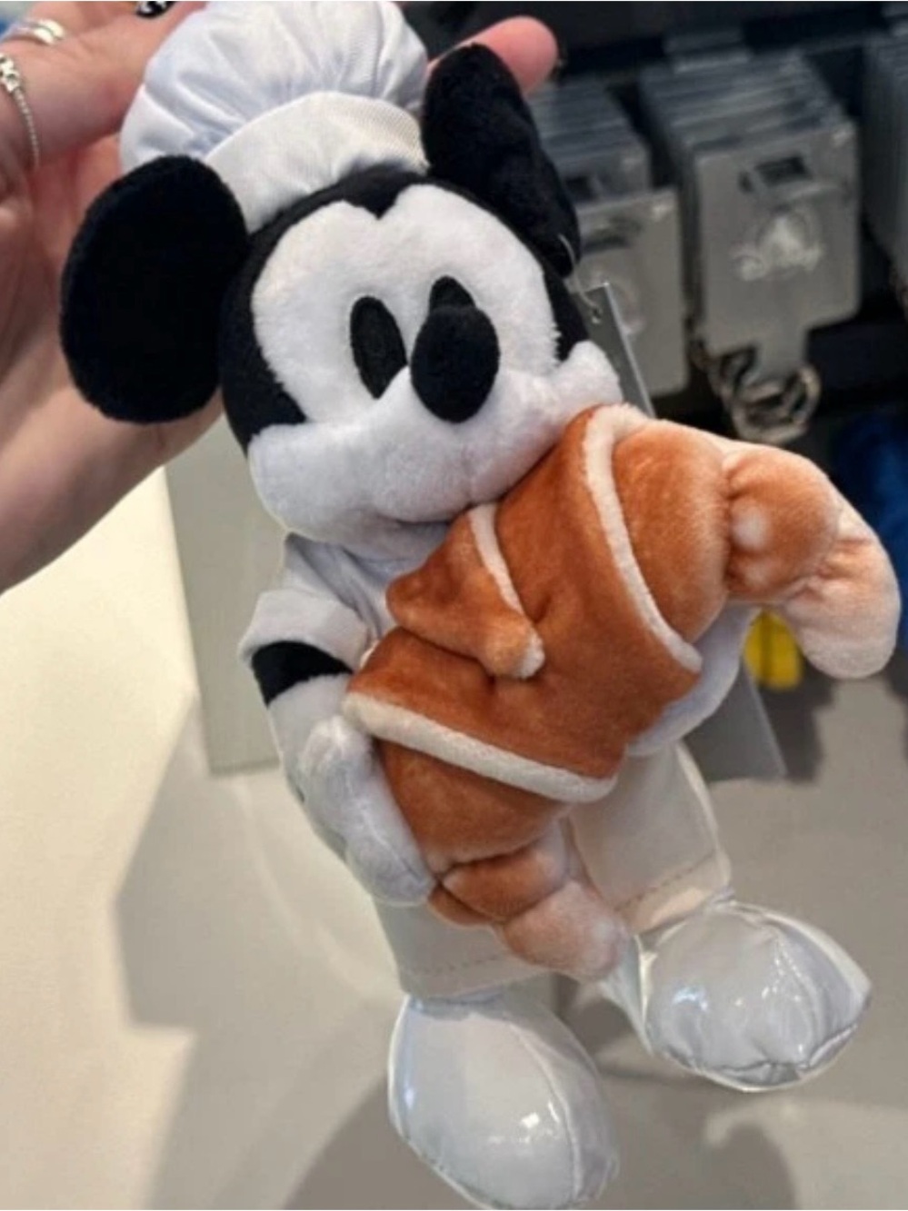 NEW Disney Parks Chef Mickey Mouse Plush Keychain 2026 Bag Charm Croissant